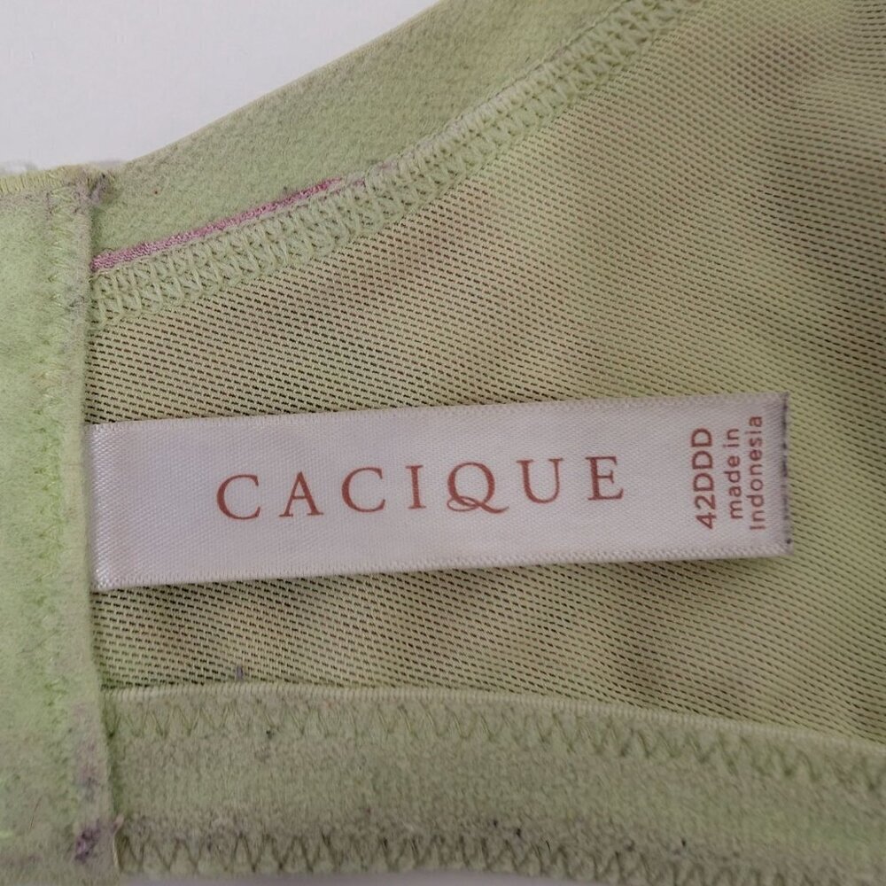 Cacique Floral Boost Plunge Bra Womens Size 42DDD Green Underwire Stretch - Picture 5 of 8